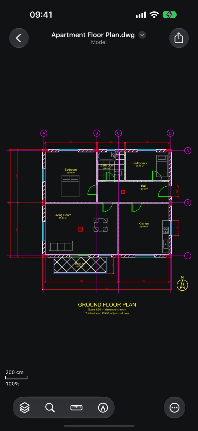 A floor plan open on iPhone